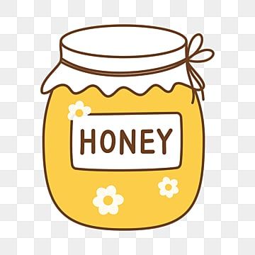 Honey Jar Illustration, Cute Contour, Honey Cartoon, Honey Drawing, Honey Clipart, Homemade Honeycomb, Dessert Icon, Yellow Packaging, Honey Illustration