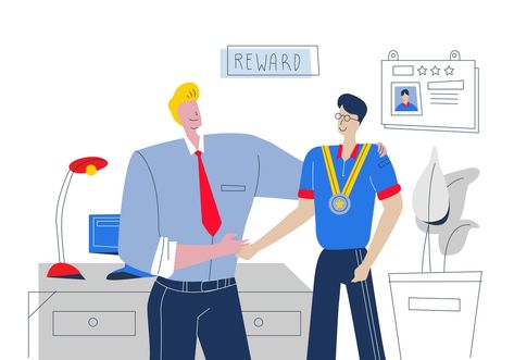 Good Boss Reward The Best Employee Vector Flat Illustration Employee Illustration, Happy Employees, Good Boss, Feeling Burnt Out, Good Employee, Drawing Cartoon, Employee Engagement, E Learning, Tough Times