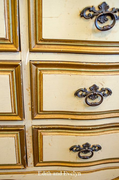 French Provincial Dresser Makeover Diy, French Provincial Desk Makeover, French Provincial Furniture Makeover, Dresser Makeover White, French Provincial Makeover, Painted French Provincial Furniture, Painted French Provincial Dresser, Provincial Dresser Makeover, Antique Dresser Makeover