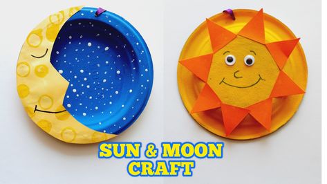 Sun & Moon Craft / Day Night Craft Activity for Kids / DIY Paper Craft / Wall Hanging craft for kids Super Simple Sun & Moon craft activity for kids help them to learn Opposites. This craft is made with the material easily available at home. Its going to be wall hanging for kids room and practice Good Night and Good Morning. #papercraft #papercraftideas #easypapercraft #diycraftideas #diycraftideas #easycraftideas #easypapercraft #kidscraftsideas #kidscraftsideas #craftideas Sun And Moon Craft Preschool, Sun And Moon Activities For Preschool, Day And Night Activities Kindergarten, Day And Night Crafts For Kids, Craft Date Night, Sun Paper Craft, Day And Night Activities Preschool, Day And Night Craft, Sun And Moon Craft