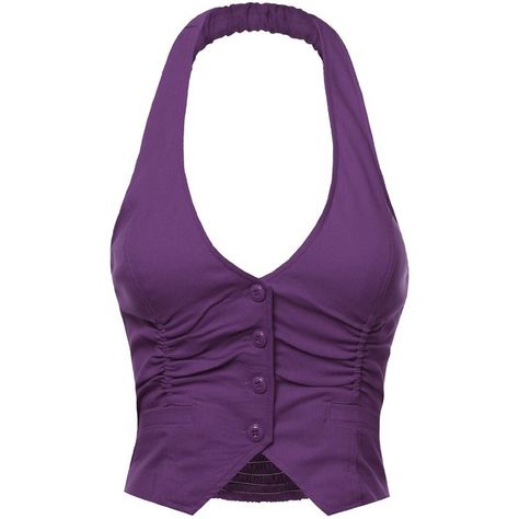 FPT Womens Stretchy Cropped Halter Vest ($19) ❤ liked on Polyvore featuring outerwear, vests, purple vest, cropped vest and vest waistcoat Purple Waistcoat, Red Waistcoat, Purple Vest, Waistcoat Woman, Halter Vest, Purple Vests, Brown Vest, Red Vest, Vest Waistcoat