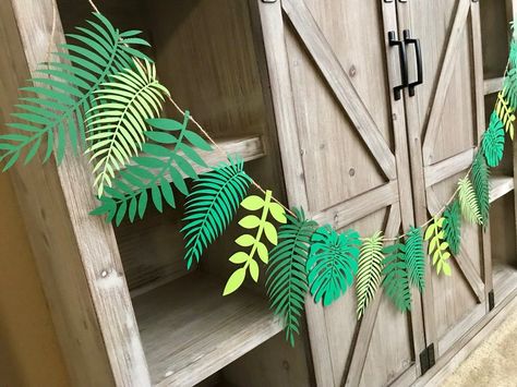 Tropical Garland, Dinosaur Garland, Rainforest Theme, Sloth Birthday, Plant Party, Fall Leaf Garland, Dinosaur Room, Rose Cupcakes, Luau Birthday