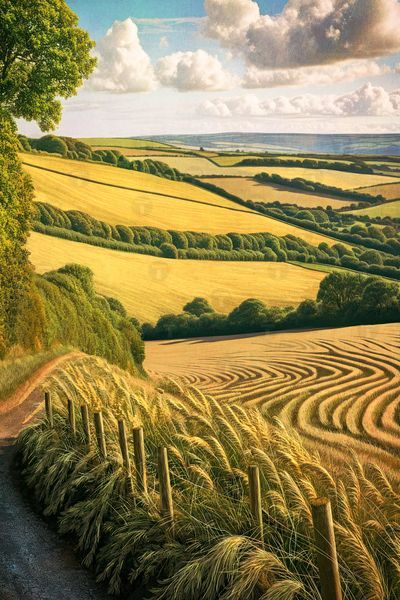 South Downs in Sussex, England English Scenery, Southern England, Yellow Fields, South Downs, Sussex England, Farm Art, East Sussex, English Countryside, Buy Prints