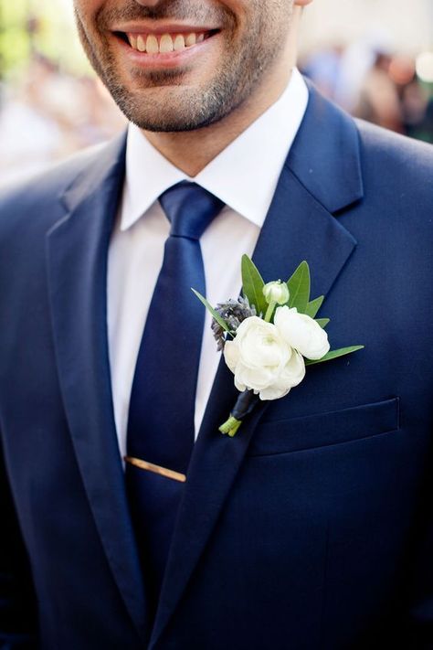 Navy Suit With Navy Tie, Navy Suit Navy Tie, Navy Suit Boutonniere, Navy Boutonniere, Boutineer Wedding, Navy Groom, Navy Suit Wedding, Chicago Cultural Center, Popular Wedding Colors