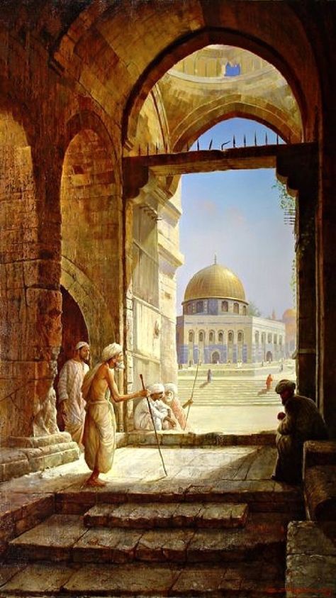 Middle Eastern Art, Empire Ottoman, Mosque Art, Arabian Art, Dome Of The Rock, Paintings Acrylic, Old Egypt, Final Exam, Islamic Culture