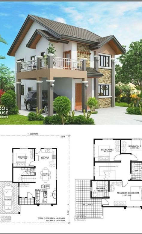 Home Design Plan 19x14m With 4 Bedrooms - #19x14m #architecture #bedrooms #design #home #plan