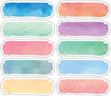 Watercolor Classroom, Name Tag Templates, خريطة ذهنية, Penanda Buku, طابع بريدي, Notes Art, Teacher Created Resources, School Labels, Watercolor Stickers