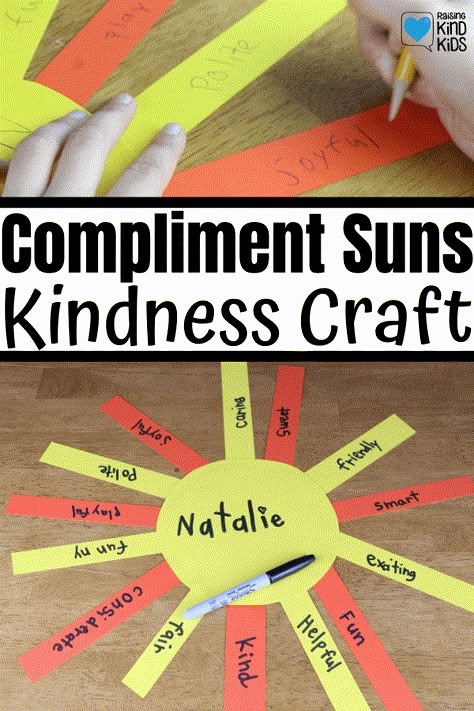 Use these compliment suns to help kids learn how to give classmates and friends compliments. It's the perfect kindness craft and friendship craft. Family Tree Craft Ideas, Friendship Crafts For Kids, Friendship Preschool Crafts, Emotion Activity, Friendship Craft, Friendship Activity, Kindness Craft, Give Compliments, Tk Classroom