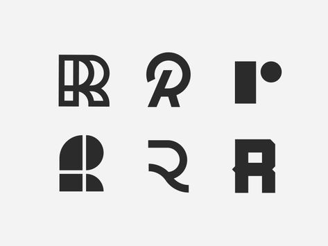 Some R options I was tossing around. I think I sill like the top left the most. Thoughts? R Minimal Logo, R Logotype, Letter R Typography, Run Logo Design, R Monogram Logo, Rj Logo, R Letter Logo, R Monogram, Creative Business Logo