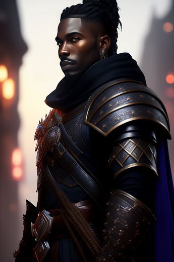 Lexica Black Warrior Male, Black Elf Male, Male Warrior Fantasy Art, Digital Concept Art, Art Splash, Black Warrior, Warrior King, Character Inspiration Male, Splash Screen