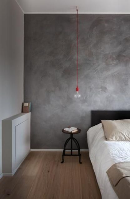 spruce up your simple industrial bedroom with a dark grey plaster wall behind the headboard Room Wall Colors, Diy Wall Painting, Bedroom Wall Paint, Inspiration Wall, Concrete Wall, Grey Walls, Minimalist Home, 인테리어 디자인, Wall Decor Bedroom