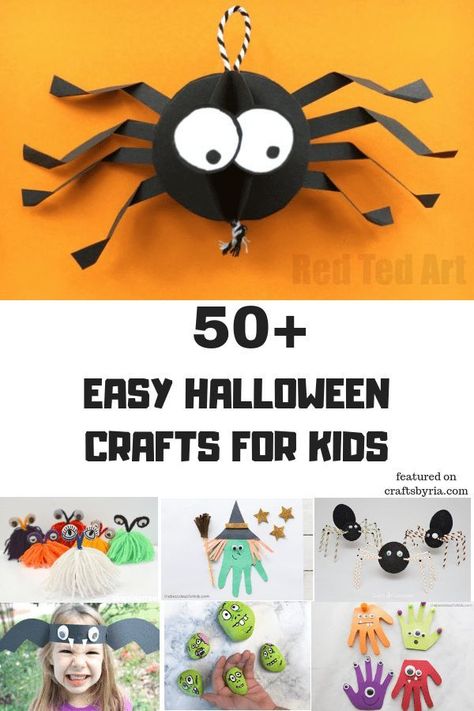 More than 50 easy Halloween crafts for kids. Halloween mummy crafts to the cutest fingerprint keepsakes, spider crafts & pumpkin crafts to have lots of fun! #halloween #halloweencrafts Easy Halloween Crafts For Kids, Quick Halloween Crafts, Halloween Crafts For Kids To Make, Creative Halloween Costumes Diy, Mummy Crafts, Diy Halloween Party, Halloween Kindergarten, Spider Crafts, Halloween Crafts For Toddlers