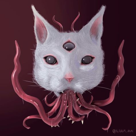 Creepy kittie, gore art, 3D art Creepy Cat, Lowbrow Art, Creepy Art, Pop Surrealism, Art 3d, Creepy Cute, Horror Art, White Cat, Dark Art