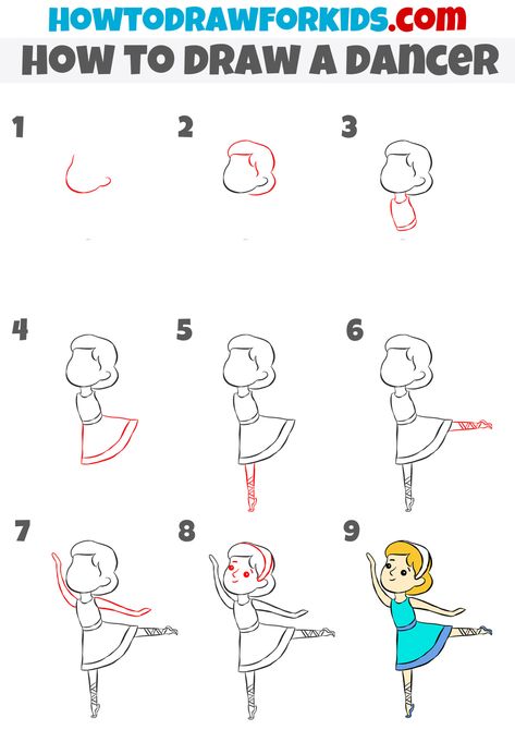 how to draw a dancer step by step How To Draw A Dancer, Easy Ballerina Drawing, Draw Ballerina Easy, Ballerina Drawing Step By Step, How To Draw A Dancer Step By Step, Simple Doll Drawing, Ballet Easy Drawings, How To Draw Ballet Dancers, How To Draw People Step By Step