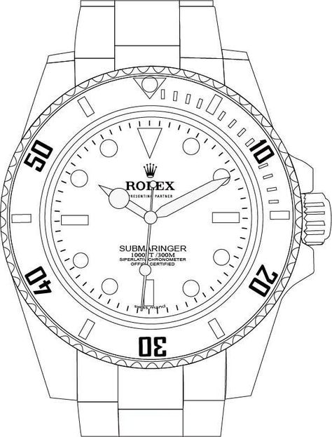 Rolex Tattoo, Watch Sketch, Easy Doodle Art, 3d Drawings, Simple Doodles, Technical Drawing, Drawing Sketch, Watch Design, Silver Watch