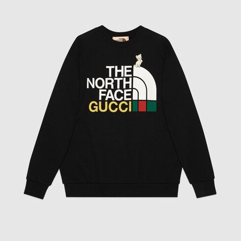 North Face X Gucci, Gucci Sweatshirt, Gucci Clothes, Luxury Street Style, Gucci Collection, North Face Sweatshirt, Gucci Store, Designer Sweatshirts, Gucci Logo