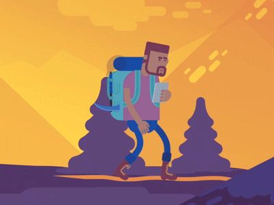 Keelr_3 Hiking Animation, Walk Cycle, Hiking Gif, Motion Art, Ui Animation, Mountain Illustration, Animation Gif, Style Character, Explainer Video