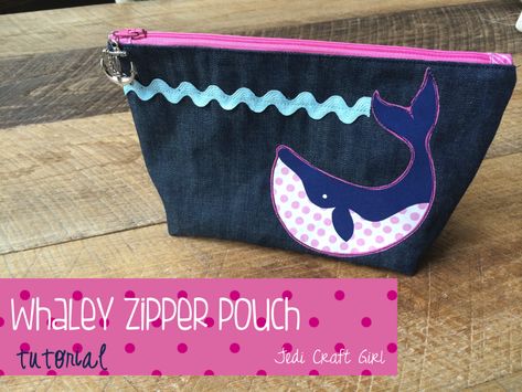 whale zipper pouch true blue blend fabrics Thread Sketching, Nautical Inspiration, Diy Sewing Tutorials, Zipper Pouch Tutorial, Pouch Tutorial, Diy Bags Purses, Tote Bags Sewing, Sewing Tutorials Free, Small Stuff