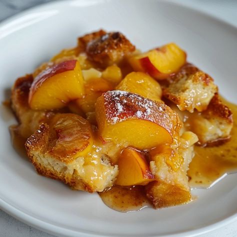 Peach Bread Pudding Peach Bread Pudding Recipe Old Fashion, Peach Bread Pudding Recipe, Sourdough Bread Pudding Recipe, Fruit Bread Pudding, Peach Bread Pudding, Sourdough Bread Pudding, Peach Bread Puddings, Pineapple Bread Pudding, Peach Bread