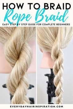 Easy Braid Tutorial Videos, Diy Hairstyles Braids, How To Side Braid Your Own Hair Simple, Easy Self Braids Simple, How To Rope Twist, How To Do A Twist Braid Step By Step, How To Hair Twist, Twisted Hair Braid, Twist Rope Braid