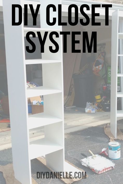 Diy Clothes Shelves Storage Ideas, Diy Master Closet Shelves, Diy Clothing Shelves, Easy Diy Walk In Closet, Diy Closet System Using Bookshelves, Diy Free Standing Closet, How To Build Closet Shelves, Narrow Walk In Closet Ideas Diy, How To Build Shelves In A Closet