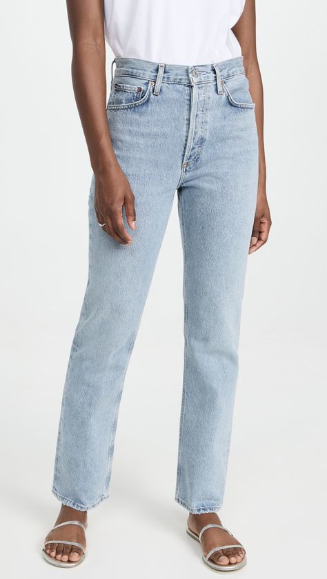 AGOLDE Lana Mid Rise Straight Jeans | Shopbop Old Navy Slim Straight Jeans, Mid Rise Straight Jeans, Agolde Jeans, High Rise Wide Leg Jeans, Levi Jeans 501, Denim Design, Mid Rise Jeans, Favorite Jeans, Wide Leg Jeans