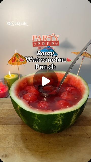 Cocktails (21+ to follow) on Instagram: "Bring the showstopper to the party with this watermelon punch bowl!🍉🍹 Serving tasty cocktails in eye catching dishes for your guests!😋✨ Send this to someone you want to make together for your summer BBQ’s!🌞 #watermelon #punch #bowl #watermelonbowl #drink #idea #fun #cute #inspo #raspberry #lemonade #watermeloncocktail #watermelondrink #cocktail #boozy #party #host #punchbowl #juice #summer #summerdrink #cocktailnight #besties #friends #fyp

Ingredients:
- 1 watermelon
- frozen watermelon balls from one half of the melon
- 1 & 3/4 cup vodka (rum or gin can work too!)
- 3/4 cup fresh watermelon juice
- 2- 2 & 1/2 cups of raspberry lemonade (if you don’t like raspberry, regular pink lemonade is also okay!)
- paper umbrellas and straws for serving" Watermelon Balls, Fresh Watermelon Juice, Watermelon Punch, Watermelon Ball, Watermelon Bowl, Red Punch, Tasty Cocktails, Watermelon Cocktail, Watermelon Drink