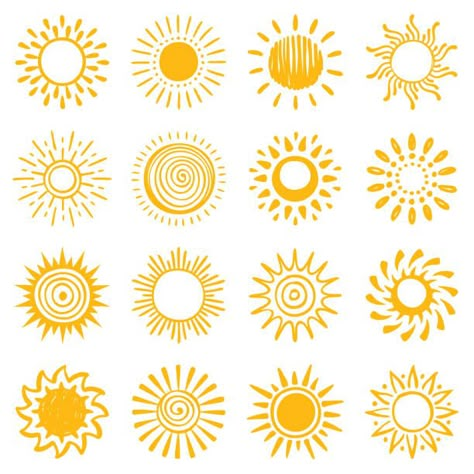 Sun Drawing, Sun Illustration, Line Art Vector, Hand Drawn Icons, Summer Illustration, Sun Tattoo, Sun Designs, Sun Art, Doodle Illustration