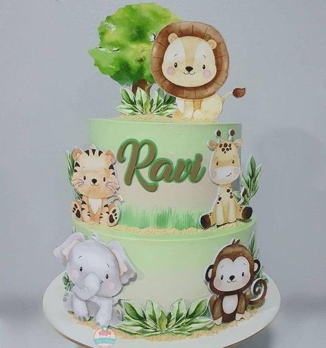 Safari Theme Cake, Jungle Birthday Cake, Pastel Safari, Jungle Theme Cake, Jungle Safari Cake, Festa Safari Baby, Safari Baby Shower Cake, Jungle Theme Cakes, Safari Baby Shower Boy