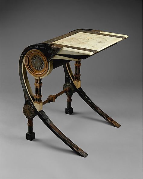 Desk -  Carlo Bugatti, 1902 Fantasy Desk, Fantasy Table, Orientalist Art, Carlo Bugatti, Xe Bugatti, Art Nouveau Desk, Art Nouveau Table, Steampunk Desk, Architects Desk