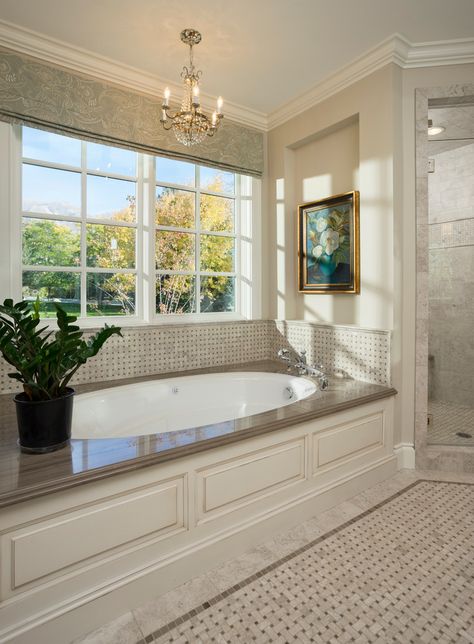 Drop In Tub Ideas, Craftsman Bathroom, Bathtub Surround, Bathroom Tub Shower, Elegant Bath, Bathtub Design, Master Bath Remodel, Bathroom Remodel Designs, Georgian Homes