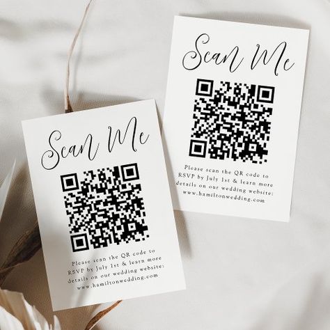 $2.17 | Simple Black Script QR Code Wedding RSVP | Wedding RSVP Cards | wedding rsvp cards qr code, online rsvp, wedding website, rsvp qr code, modern wedding rsvp, wedding website qr code, wedding rsvp, black and white, elegant, script Rsvp Wedding Cards Wording, Rsvp Qr Code, Cards Display, Qr Code Wedding, Wedding Rsvp Cards, Wedding Enclosure Cards, Invitation Wording, Rsvp Wedding Cards, Wedding Rsvp