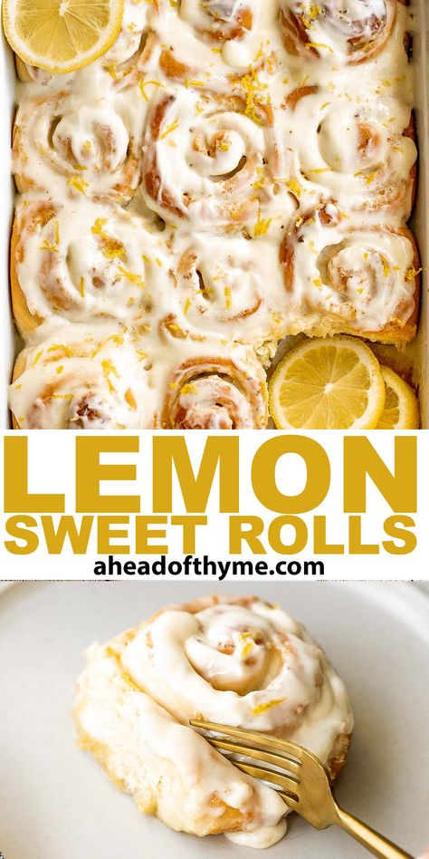 Cherry Cinnamon Rolls, Smell Like Spring, Lemon Sweet Rolls, Lemon Cream Cheese Icing, Sticky Rolls, Sweet Roll Recipe, Lemon Cream Cheese, Breakfast Sweets, Sweet Rolls