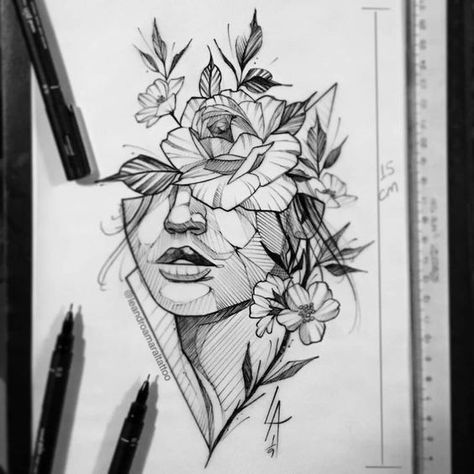 #sketch #drawings Line Art Portrait, 심플한 그림, Couple Drawing, Flowers Drawing, Japanese Tattoos, Sketchbook Art, Art Drawings Sketches Creative, Pencil Art Drawings, Skull Tattoos