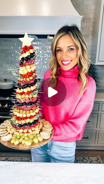 Tori Gerbig | Pink Lily Founder on Instagram: "Christmas Charcuterie..but make it a tree 🎄🎄 😍 save this so you can try to recreate it this holiday season and tag me if you do. Are you hosting this holiday season? You know I love a good charcuterie board but wanted to change it up and thought this turned out so cute. I just put my fruit.. meat and cheeses on a toothpick and stuck into a foam cone. Just wrap with Saran Wrap first. Here’s exactly what I used: Foam cone Saran Wrap Prosciutto Pepperoni Salami Grapes Green olives Black olives Any hard cheese you want Cheese Toothpicks Star cutter for the star #charcuterieboard #charcuterieboard #charcuteriechristmas #christmasappetizers #christmastree #christmasfood #holidayappetizers #holidayfood" Xmas Tree Charcuterie Board Ideas, Christmas Charcuterie Tree Cone, Meat And Cheese Christmas Tree, Charcuterie Christmas Tree Cone, Charcuterie Tree Cone, Cheese Cones, Charcuterie Board Ideas Christmas, Charcuterie Tree, Christmas Tree Charcuterie Board