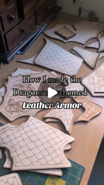 Lauren Marshall on Instagram: "How I made the Dragonscale themed leather armor set with Underbust belt, greaves, bracers, gauntlets, armband and shoulder harness ✨ 

#leathercraft #leatherwork #tutorial #art #fantasy #booktok #dragon #romantasy #designer #costume #halloween #armor #larp #cosplay #knightcore #fourthwing #acotar #illyrian #acotar #gothic #fashion #womeninarmor" Illyrian Acotar, Leather Armor Women, Diy Leather Armor, Underbust Belt, Greaves Armor, Acotar Illyrian, Fantasy Booktok, Larp Leather Armor, Armor Tutorial