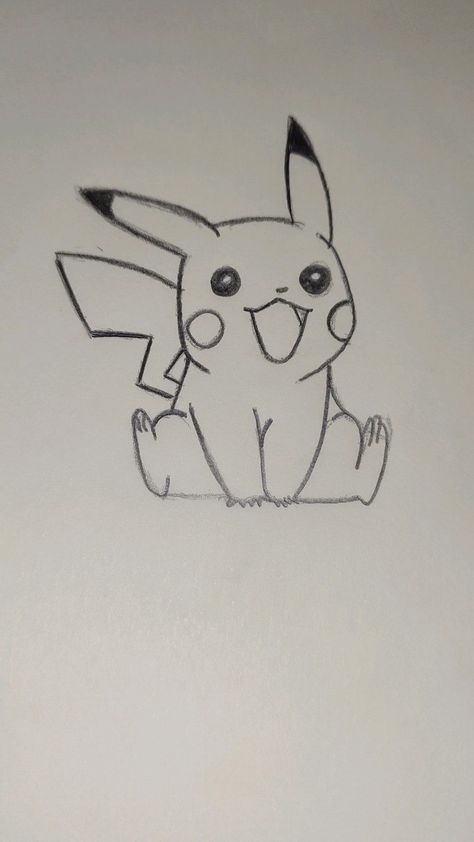 Cute Drawings Pikachu, Pikachu Cute Drawing, Pokemon Drawing Ideas, Pikachu Art Drawing, Pikachu Drawing Sketch, How To Draw Pikachu, Cute Pikachu Drawings, Sketch Pikachu, Pikachu Doodle