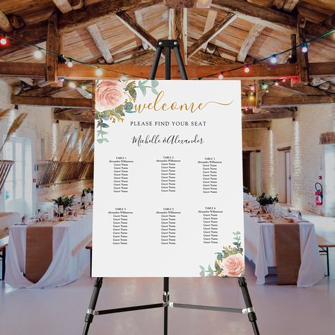 Reception Dinner, Eucalyptus Greenery, Eucalyptus Wedding, Seating Chart Wedding, Wedding Seating, Free Birthday Invitations, Rose Gold Wedding, Kids Nursery Decor, Seating Chart