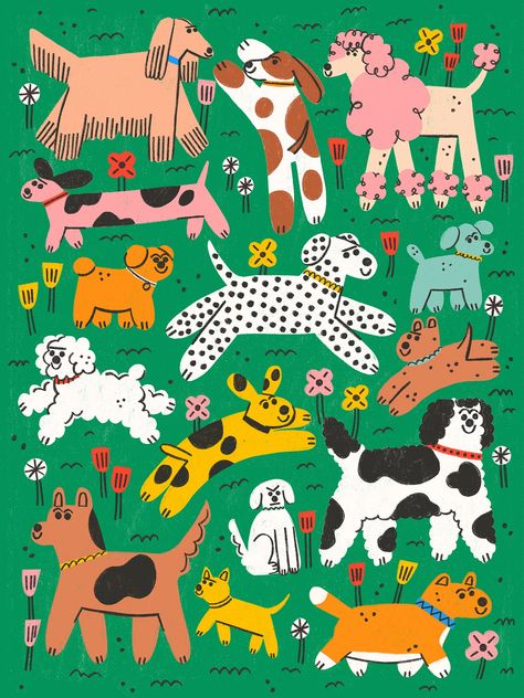 It’s Nice That and RoomFifty bring you a collection of prints from our favourite artists – just in time for Christmas! Retro Dog Illustration, Park Illustration, Animal Illustration Art, Cocoppa Wallpaper, 강아지 그림, Dog Poster, Dog Illustration, Dog Park, Kids Prints