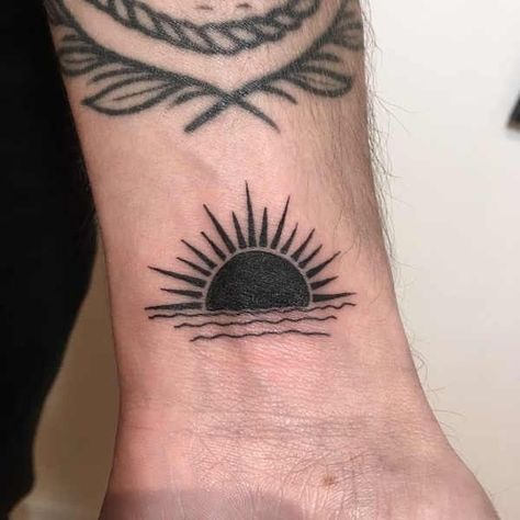 Cover Black Tattoo Ideas, Sunset Cover Up Tattoo, Covering Tattoo Ideas, Small Black Tattoos For Men, Small Tattoos For Cover Ups, Small Black Tattoo Coverup, Tattoo To Cover Tattoo, Tattoos For Cover Up, Tattoo Ideas To Cover Up Another Tattoo