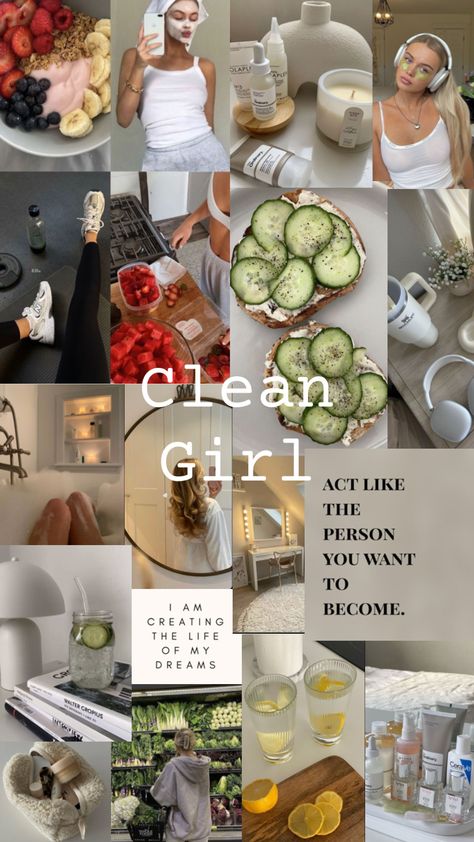 Feminine Mood Board, Healthy Aesthetic, Fitness Vision Board, Clean Lifestyle, Vision Board Inspiration, Motivation Board, Get My Life Together, Healthy Lifestyle Motivation, Healthy Girl