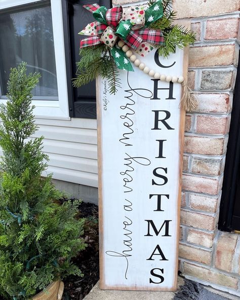 Tall Christmas Signs Wood, Merry Christmas Porch Sign, Merry Christmas Porch Signs Wood, Christmas Signs Wood Front Porches, Holiday Porch Signs Overstock, Vertical Christmas Signs Wood, Christmas Front Porch, Front Porch Signs, Porch Welcome Sign