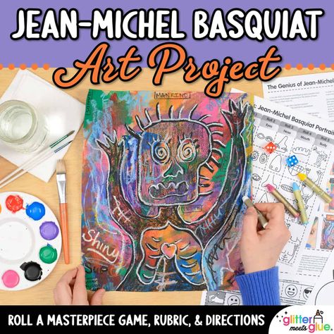 Study modern Black art history while painting Jean-Michel Basquiat portraits. Fill up your art sub plan folder with engaging art projects that are easy to implement. Great for arts integration, homeschooling parents, and art teachers wanting to liven up their art lessons with a game. Collage Lesson, Jean Michel Basquiat Art, Elementary Art Lesson Plans, Art Sub Plans, Remote Teaching, Basquiat Art, Art Lessons Middle School, Arts Integration, Michel Basquiat