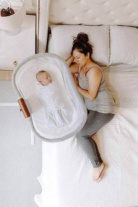 HALO BassiNest Swivel Baby Bassinet, Soothing Center, Vibration and Sound, Luxe Series, Dove Grey Tweed Halo Bassinet, Newborn Items, Newborn Must Haves, Bedside Bassinet, Room Wear, Portable Bed, Storage Caddy, Large Storage Baskets, Mother Love