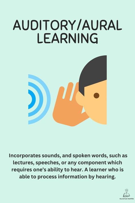 Every learner is different, and not everyone learns the same way. The concept of different learning styles exist because there should be different styles of teaching which allows one to learn. In total, there are seven different learning styles. What is auditory learning? Auditory Learning Style, Different Learning Styles, Auditory Learners, Spoken Words, Learning Style, Learning Styles, To Learn, Education