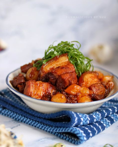 Caramelized Pork Belly — Burmalicious by Suu Burmese Recipes, Caramelized Pork, Burmese Food, Pork Belly Recipes, Caramel Glaze, Gluten Free Rice, Spices And Seasonings, Chilly Weather, Sweet And Sour Pork