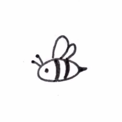 Bee Simple Tattoo, Cute Small Easy Doodles, Easy Cute Doodles, Bees Drawing, Bee Doodle, Small Easy Drawings, Bee Sketch, Cute Small Drawings, Dibujo Simple