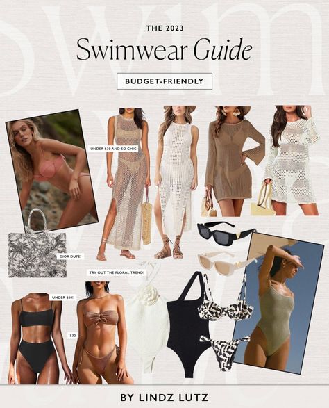 Summer is coming to an end, and you need to get this swimwear! These cutest neutral and classic looking bikinis that will flatter you in all the right places! You can't forget about the neutral colored crochet swimsuit cover-ups! Shop all these products and more using the link to my blog! The 2023 Swimwear Guide - Lindsey Lutz 2023 Swimwear, Crochet Swimsuit, Chic Swimsuit, Working Mom Life, Nikki Beach, Floral Trends, Hello Ladies, Best Swimsuits, Breezy Dress