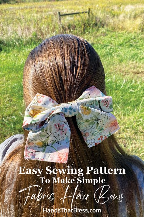 Easy Sewing Pattern To Make Simple Fabric Hair Bows - Hands That Bless Headbands To Sew, How To Make Fabric Hair Bows, Sewing Hair Bows, Hair Bow Sewing Pattern, Hair Bow Pattern, Easy Hair Bows, Hair Bow Diy, Tie Dye Tutorial, Large Hair Bow