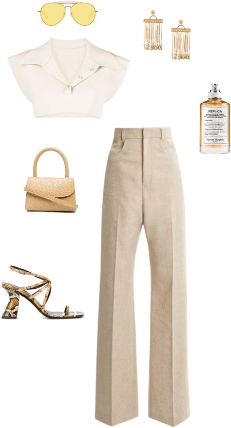 Nude Pants Outfit, Jacquemus Outfit, Replica By The Fireplace, Wide Leg Pants Outfit, Nude Outfits, Money Outfit, By The Fireplace, Ootd Inspo, Grown Women